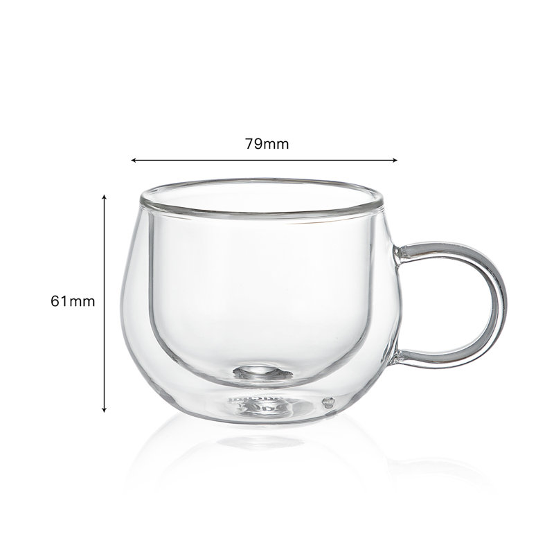 Tasses à espresso en verre borosilicaté à double paroi Bacimi 3,5 oz / 100 ml