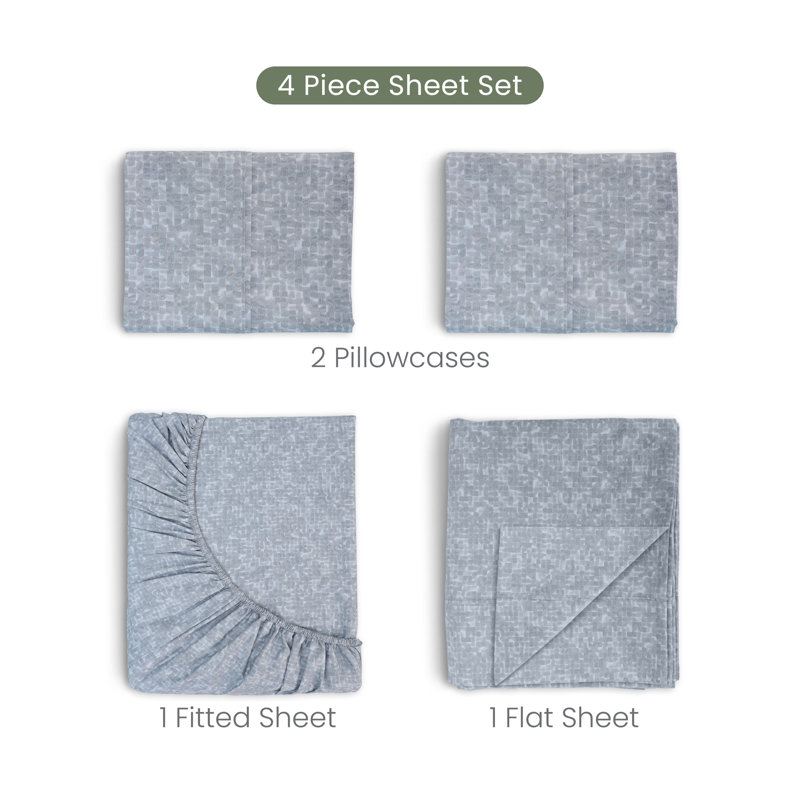 Martex Restore Solid - Soft, Breathable, Cotton Blend, Temperature Regulating, Full Sheet Set with 2 Pillowcases, Charcoal
