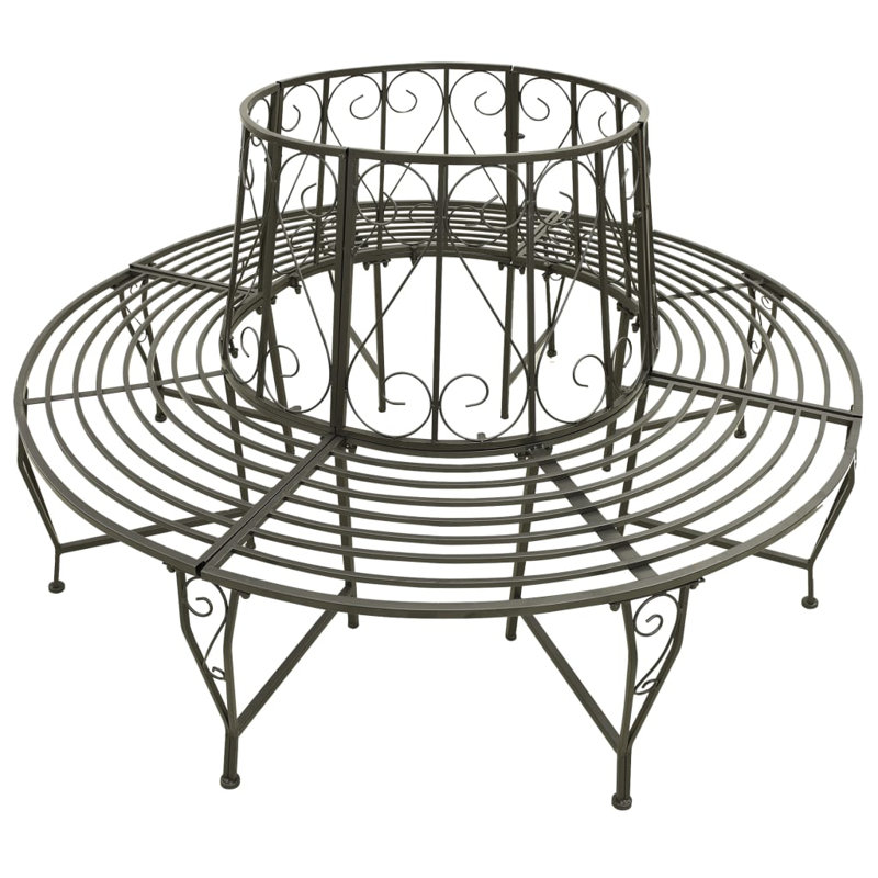 Banc de parc d'arbre en acier gris argenté