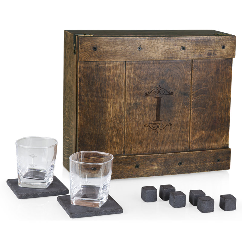 Monogram Whiskey Oak Box, ensemble de 2 verres à whisky et pierres Espen, I