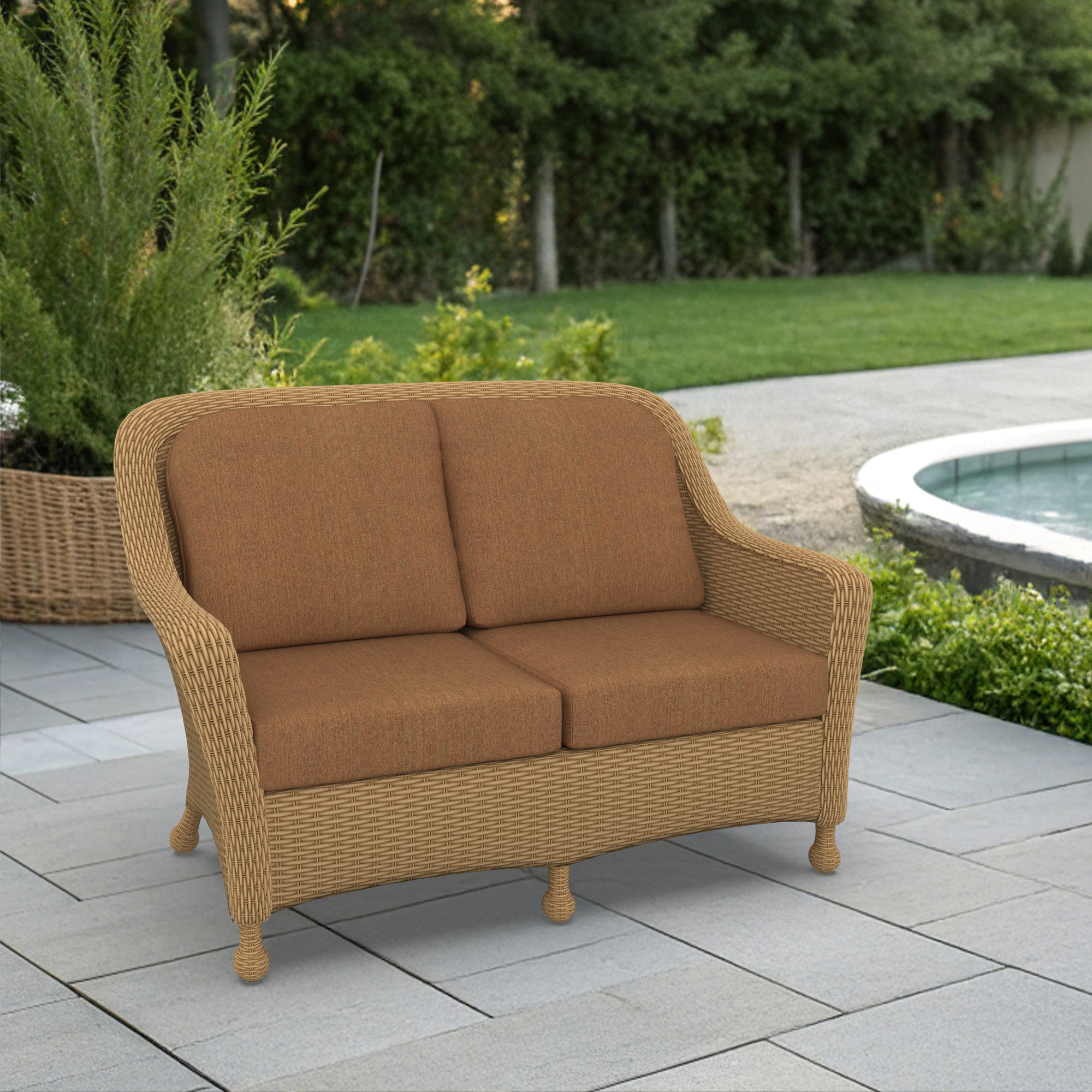 Amala Indoor/Outdoor Sunbrella® Loveseat Cushion, Canvas Teak