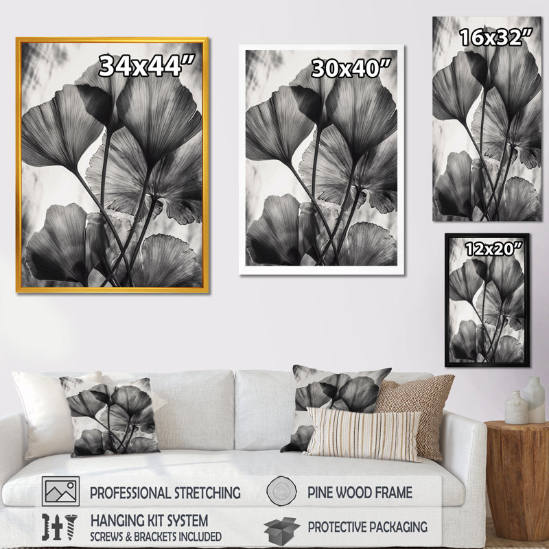 Feuilles de ginkgo tropical II - impression, H 32 po x l 24 po x P 1 po, Toile tendue