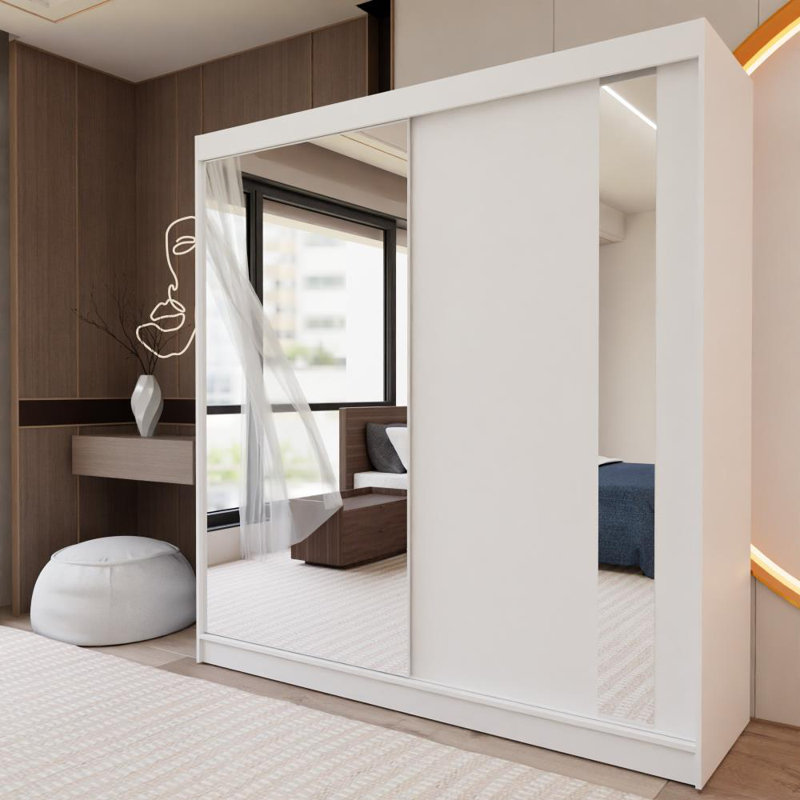 Deeric 2 Door Sliding Wardrobe, White