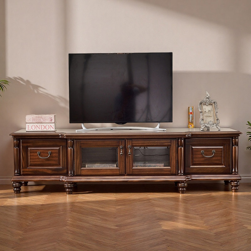 Meuble télé en noyer américain, H 17,71 po x L 70,86 po x l 19,09 po