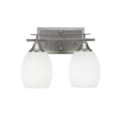 Uptowne 2 Light Bath Bar Shown In Aged Silver Finish With 5" White Linen Glass