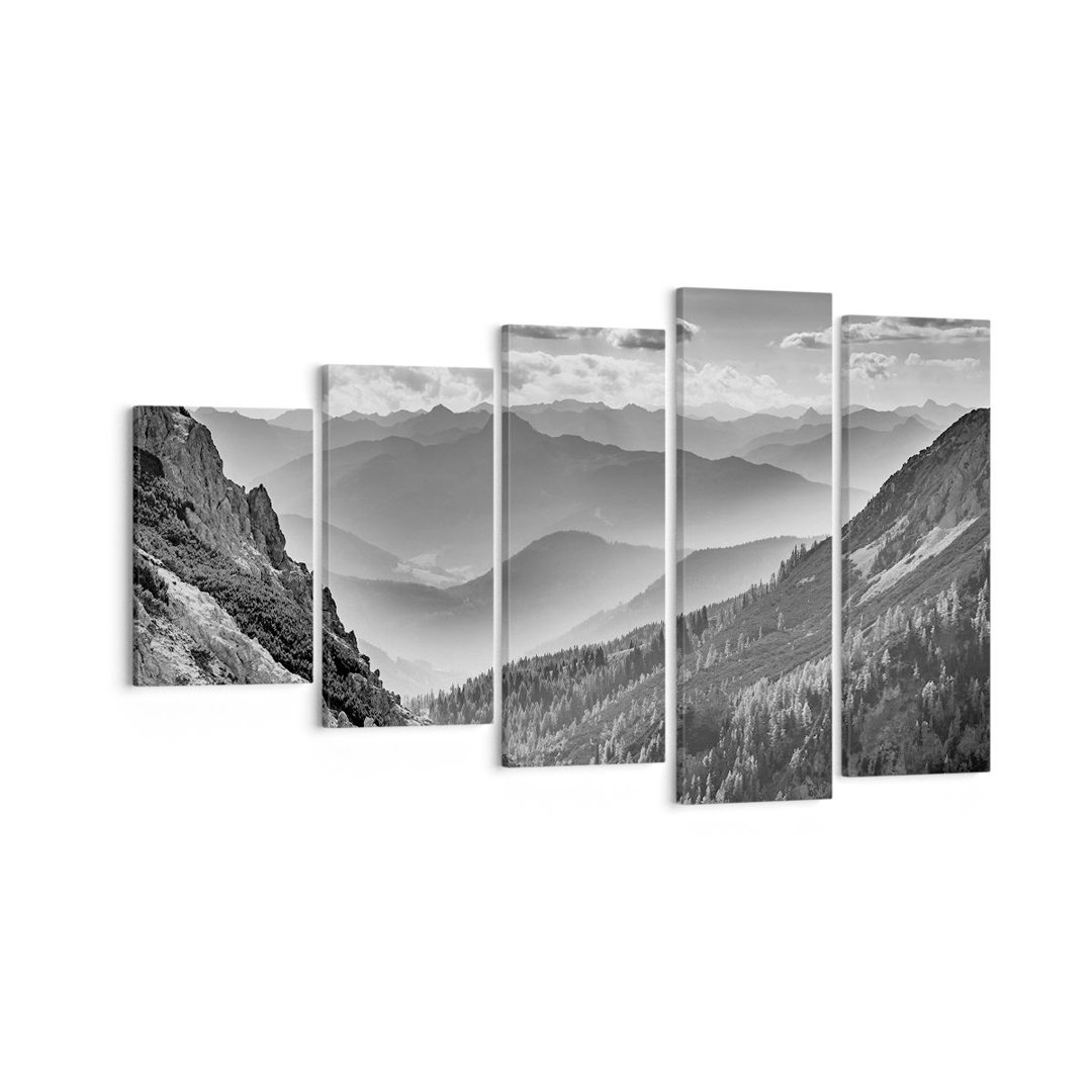 5-tlg. Leinwandbilder-Set Black and White Landscape Mountains