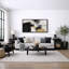 Composition abstraite noire et dorée, blocs audacieux avec contraste blanc neutre, design minimaliste moderne, impression sur toile encadrée-126092795-126092798