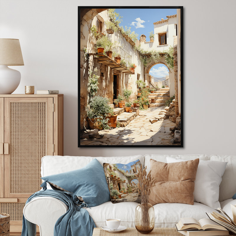 Espagne, village andalou I - reproduction, H 40 po x l 30 po x P 1,5 po, Cadre flottant noir
