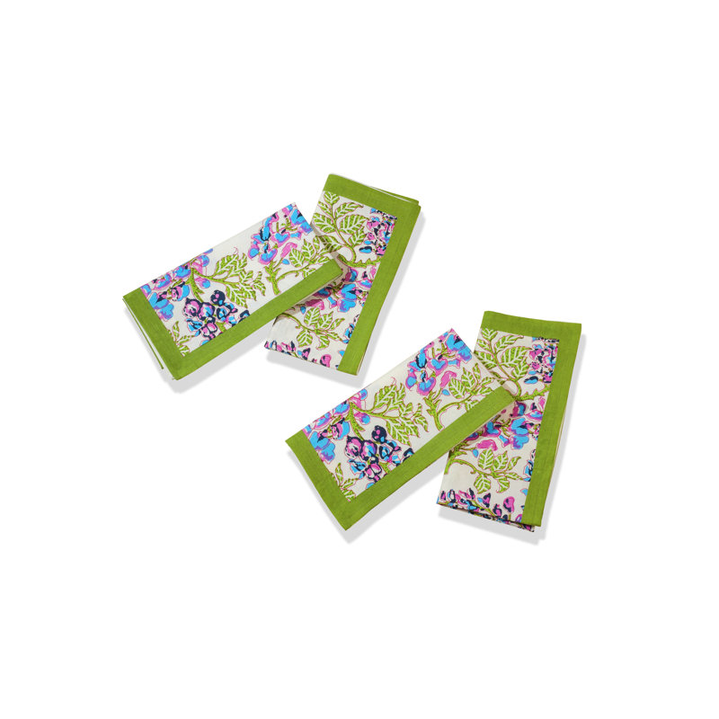 Bluebell Symphony Block Print Cotton Napkins