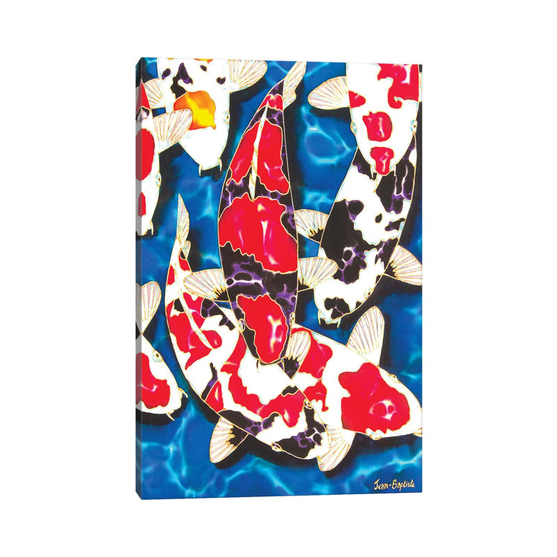 Reproduction d’art « Japanese koi Garden » par Daniel Jean-Baptiste, Pas de tapis, Toile tendue, H 18 po x l 12 po x 1,5 po