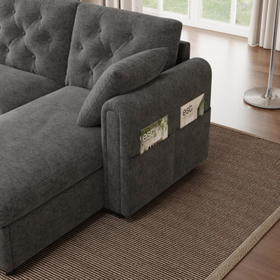 4 Seater Chenille Sofa & Chaise