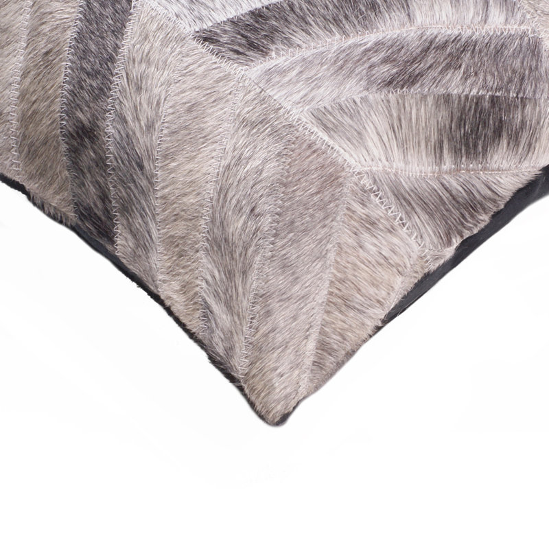 Torino Leather/Suede Throw Square Pillow Cover & Insert, Gray