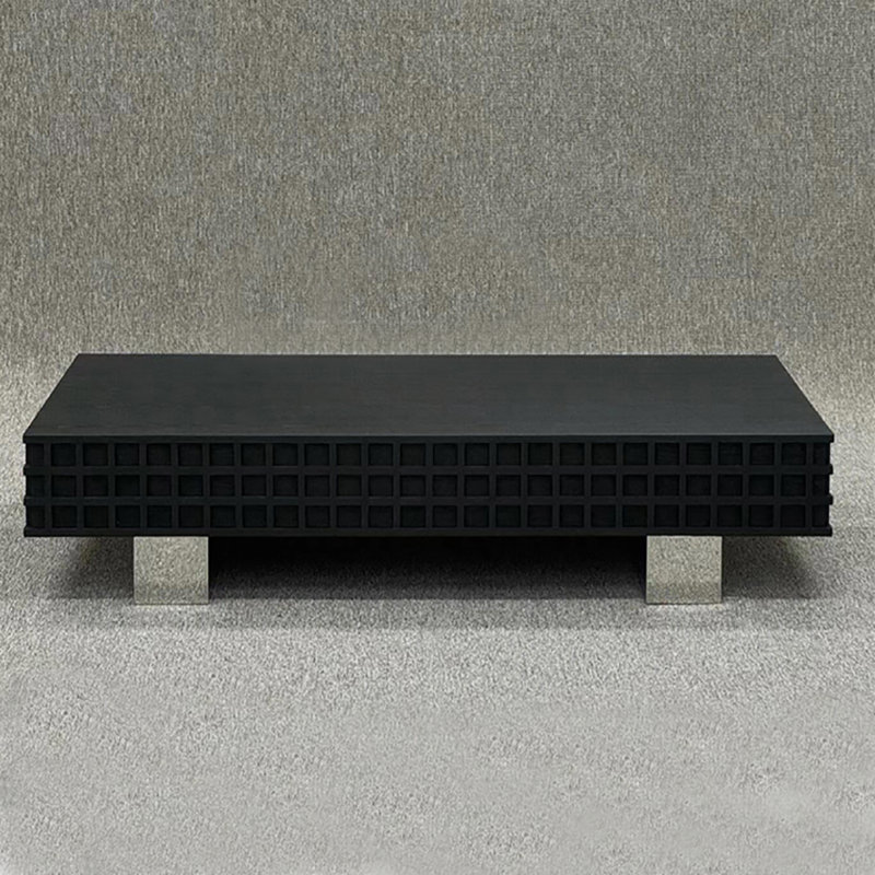 Simple black rectangular coffee table, 13.4" H x 47.2" L x 25.6" W