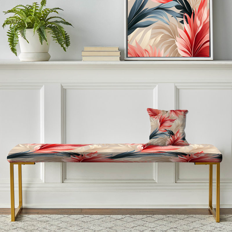 Tropical Whisper - motif tropical I - banc rembourré doré