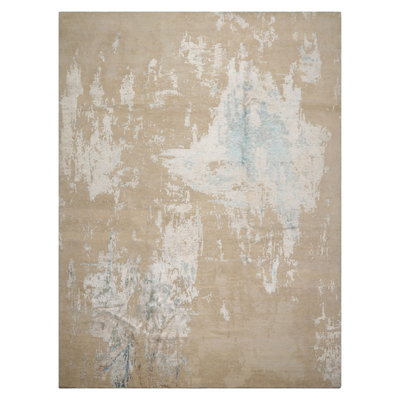 Tapis moderne abstrait en sherpa tibétain noué à la main 9 x 12