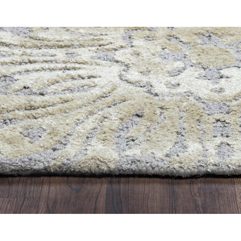 Tapis gris/jaune en laine touffeté à la main constanta, Rectangle 3 pi x 5 pi