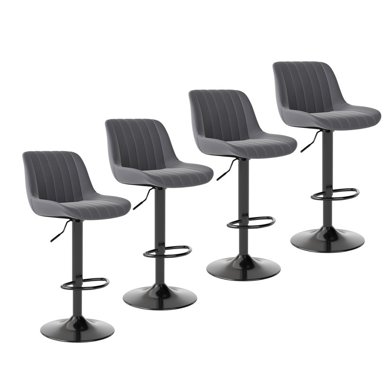 Tabouret de bar pivotant à hauteur réglable Moniq, Gris foncé, 4