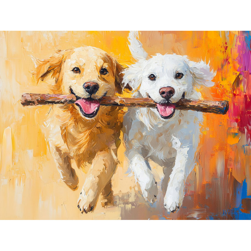 Golden Hour Chase - Joyful Retriever en mouvement