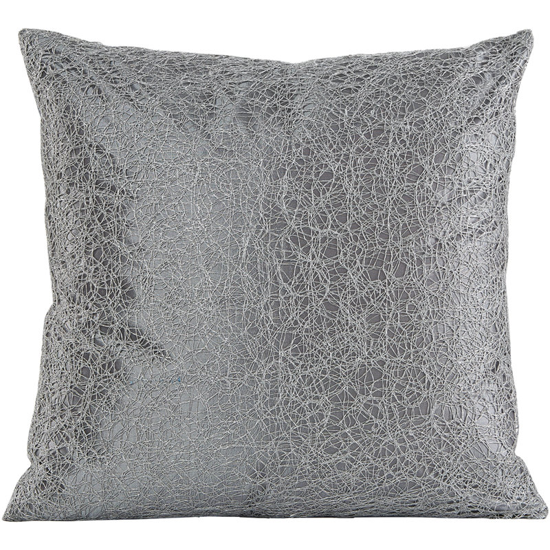 Ornate Mesh Lace Pattern Pillow Cover, Silver