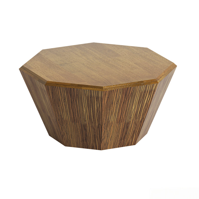 Table basse octogonale en bois d'hévéa, Naturel
