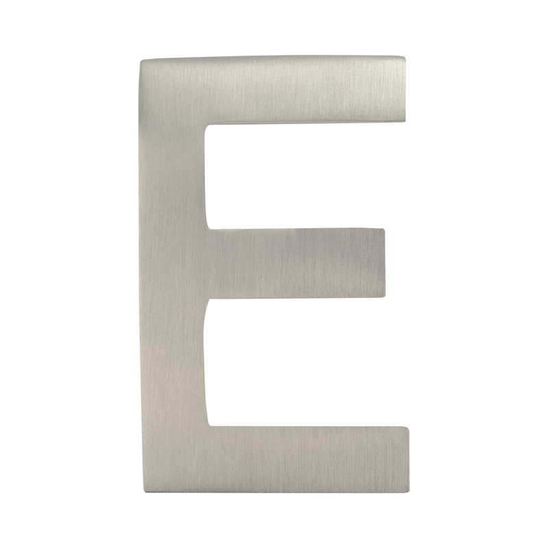 Numéro de maison à fixation affleurante, Nickel satiné, E, 4 pouces