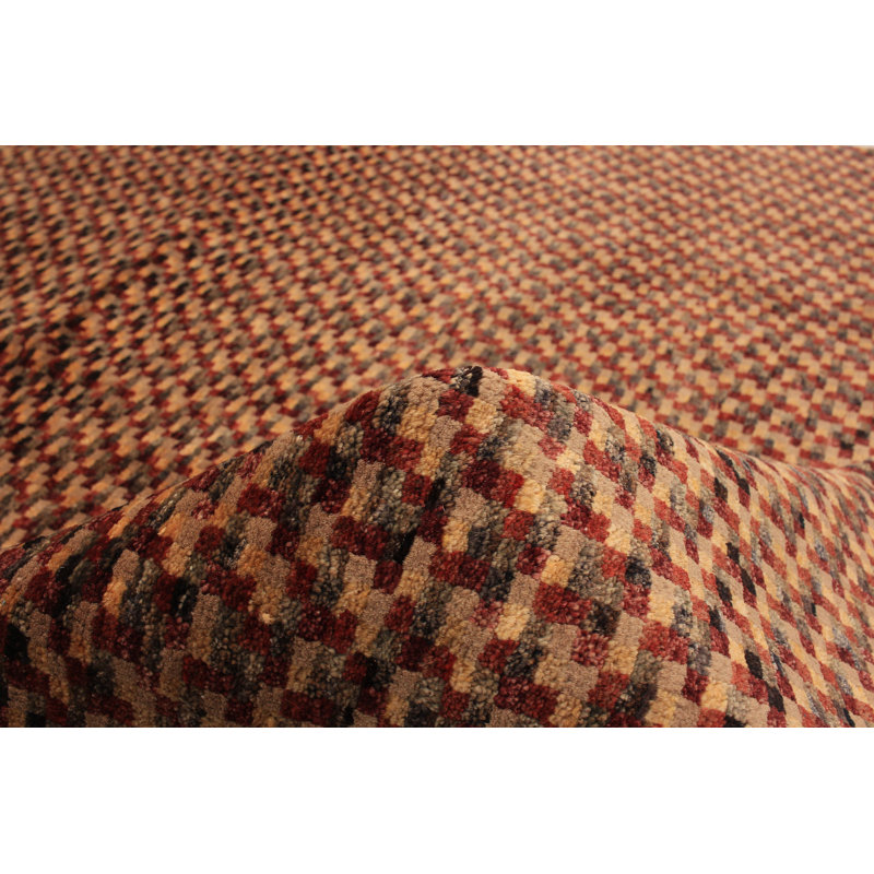 Tapis unique en laine noué à la main brun clair / rouge 5 pi 9 po x 7 pi 10 po Pillager