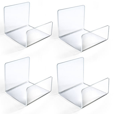 Acrylic Easel Stand U-Shaped with Front Lip for Counter, 4-Pack