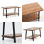 Table basse 39 "en bois rustique - Noyer massif avec tablette inférieure
