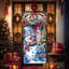 Kbndieu Christmas Door Curtain Decoration Door Cover Christmas Scene Layout Background Cover-1866739462