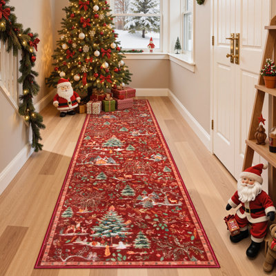  Christmas Washable Rug,Modern Cozy Non Slip Christmas Cheerful Prints Rugs for Living room and Bedroom