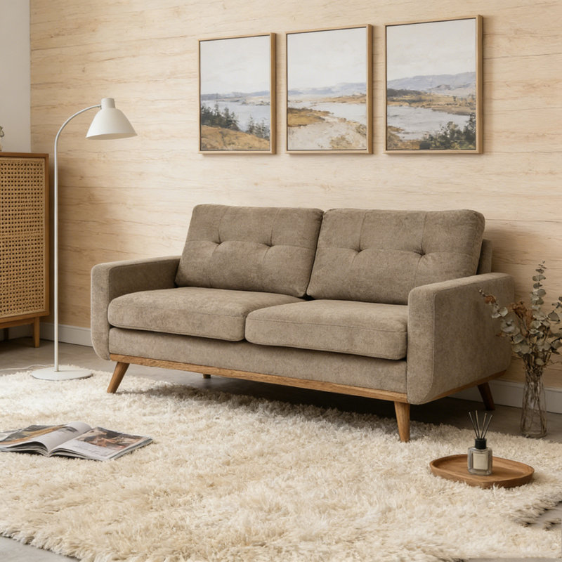 67.7" Wide Modern Upholstered Tufted Loveseat Sofa, Chameau