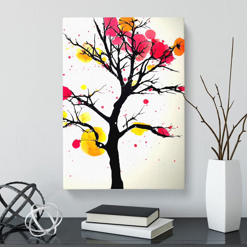 Peach Blossom Tree Splatter Vol.2 - Wrapped Canvas, 50cm H x 35cm W x 3cm D