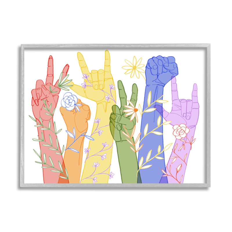 Rainbow Peace Love Caring Hand Signs ASL