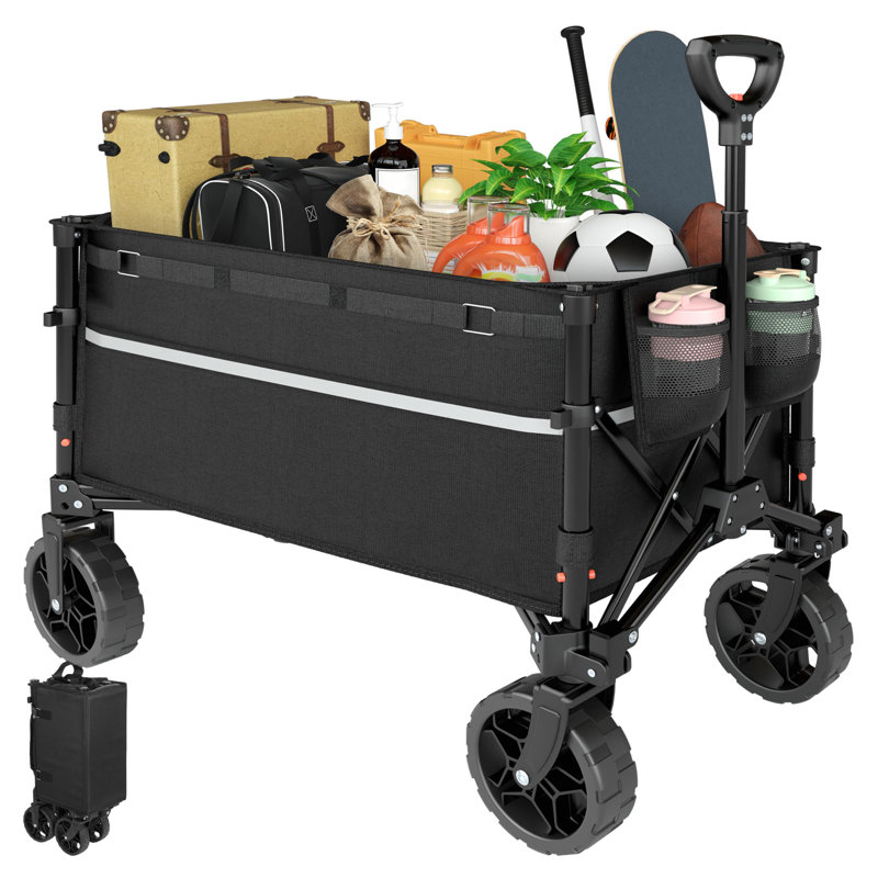Chariot utilitaire pliable avec roulettes, Noir