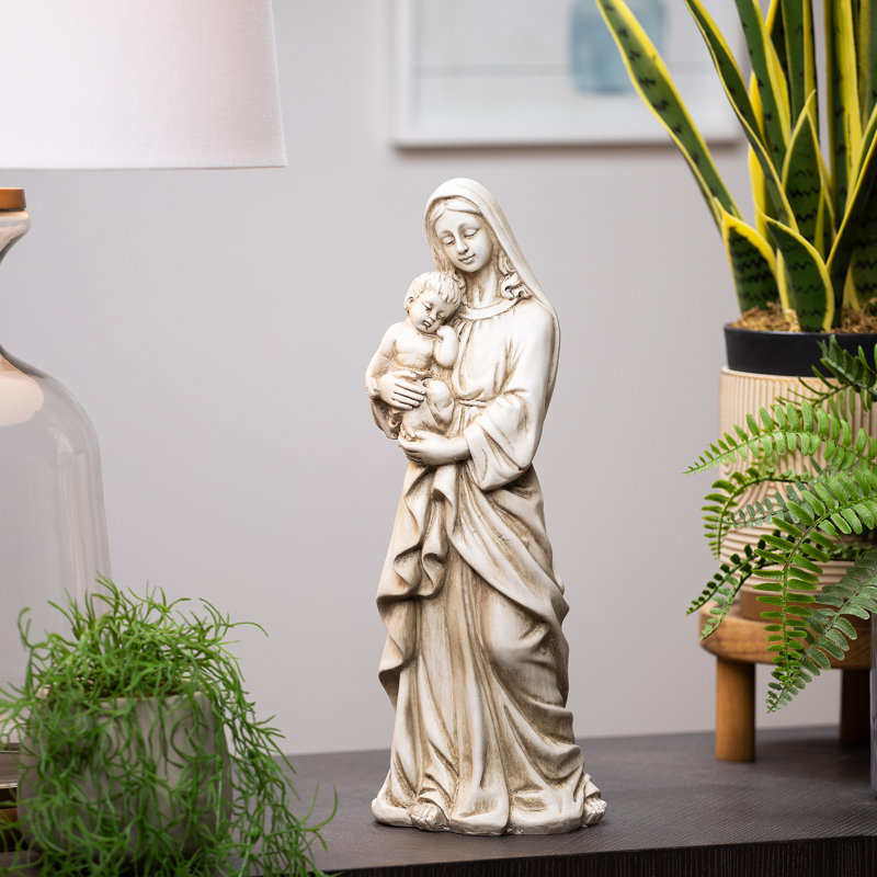 Statue debout avec bébé Jésus debout - 14,5 po - Beige
