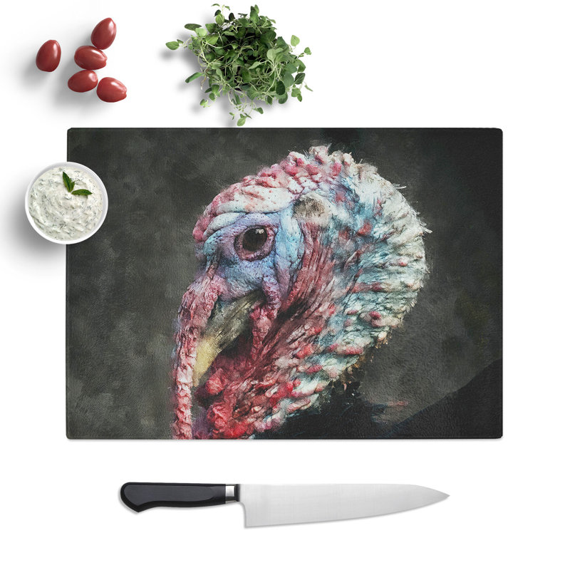 Turkey Bird Painting Chopping Board, 0.4cm H x 28.5cm W x 39cm L