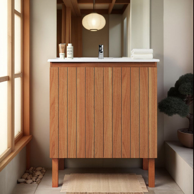 Meuble-lavabo moderne de 30 po - Lavabo en céramique, conception sans poignée, charnières à fermeture en douceur?