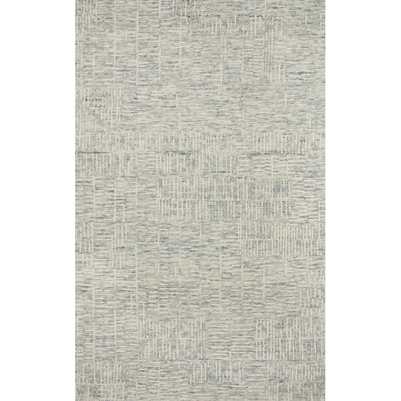 Tapis bleu ciel / ivoire en laine touffeté à la main Shesla, Rectangle 11 pi 6 po x 15 pi