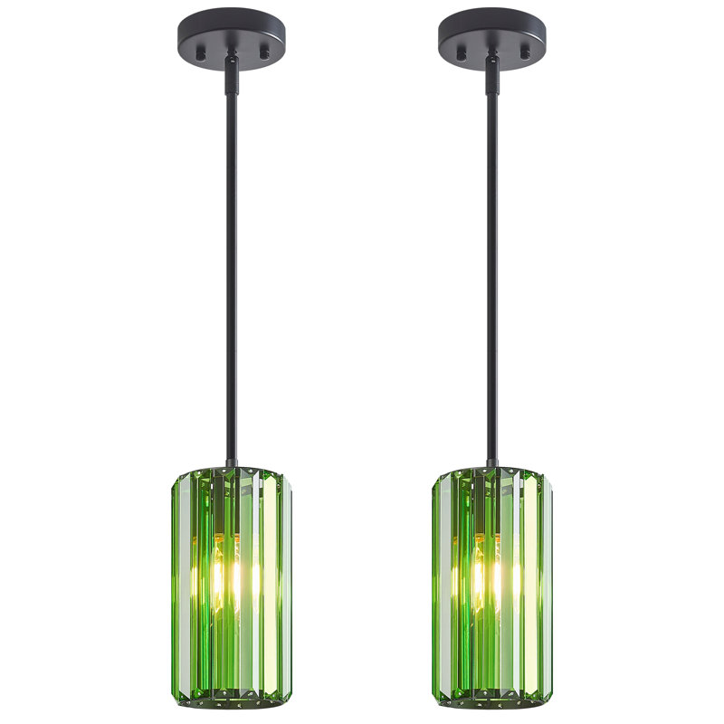 Llinos - Luminaire suspendu pour îlot de cuisine pour salle à manger et couloir, Vert foncé, Noir, 2