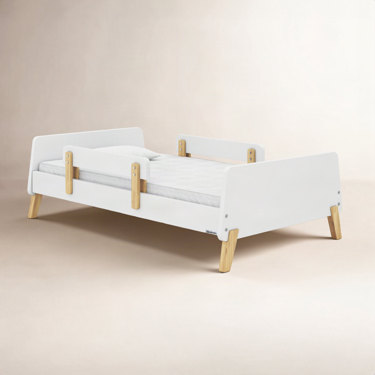 Toddler Time Muse Toddler Bed, White/Natural