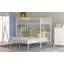 Lit superposé simple au-dessus d'un lit double en métal avec bureau, échelle et lattes de qualité pour chambre à coucher, blanc métallique-1125843567