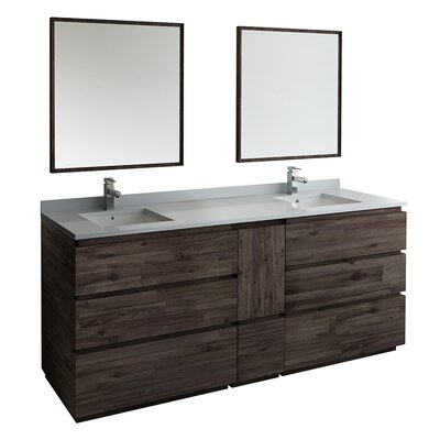 Fresca Formosa 84"" Free-Standing Double Sink Bathroom Vanity Set with Mirror -  FVN31-361236ACA-FC