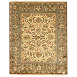 High-Quality Hand-Knotted Cream And Green Area Rug