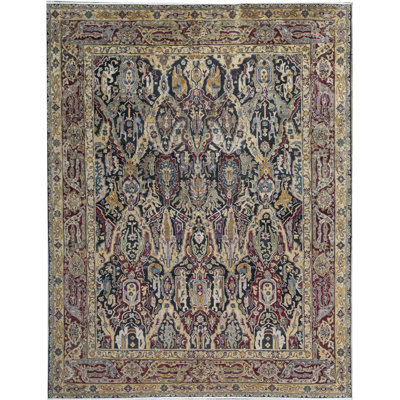 Tapis noir et rouge de haute qualité noué à la main