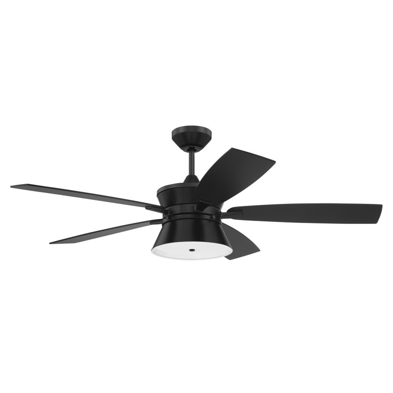  Ventilateur de plafond standard à DEL à 5 pales de 52 po avec télécommande et ensemble d'éclairage inclus, Dos plat