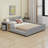 Upholstered Grounded Bed, Mother & Child Bed With Bedside Desk And Little Round Stool-867775444-867775453