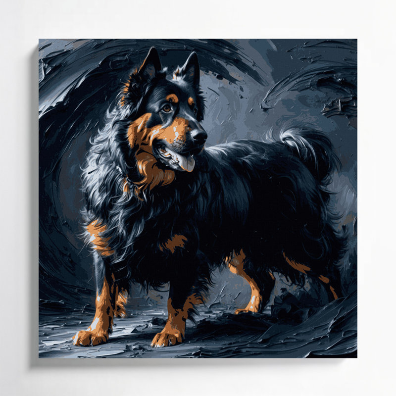 Chiens, berger belge, art mural sur toile bleue, H 16 po x l 16 po