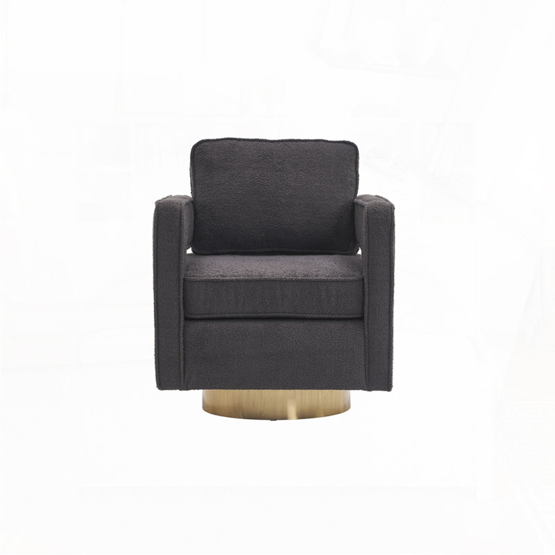 Modern Accent Swivel Barrel Chair For Living Room, Gray Teddy Fabric
