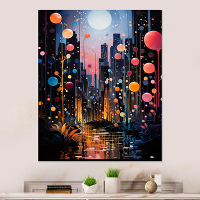 Popart Urban Cityscape I - Art mural en métal City Art Deco