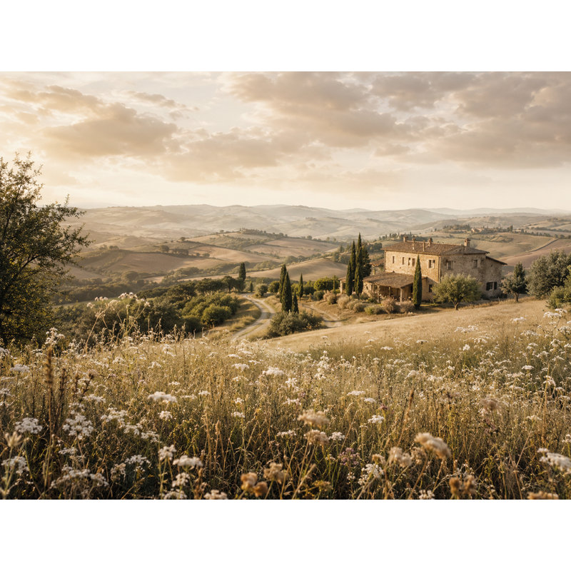 «Tuscan Hillside Retreat», campagne, impression giclée sur toile tendue, 24"H x 36"W x 1.5"D